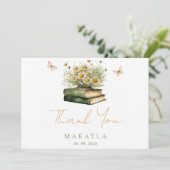 Carte De Remerciements New Chapter Boho Book Floral Bridal Shower  (Debout devant)