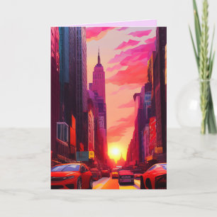 CARTE DE REMERCIEMENTS NEW YORK CITY ART CARD DE SALUT D'ANNIVERSAIRE