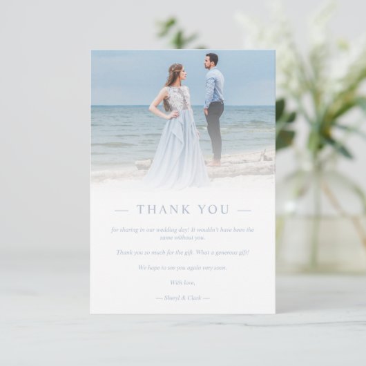 Carte De Remerciements Newlyweds Custom Photo Transparency Simple Script (Debout devant)