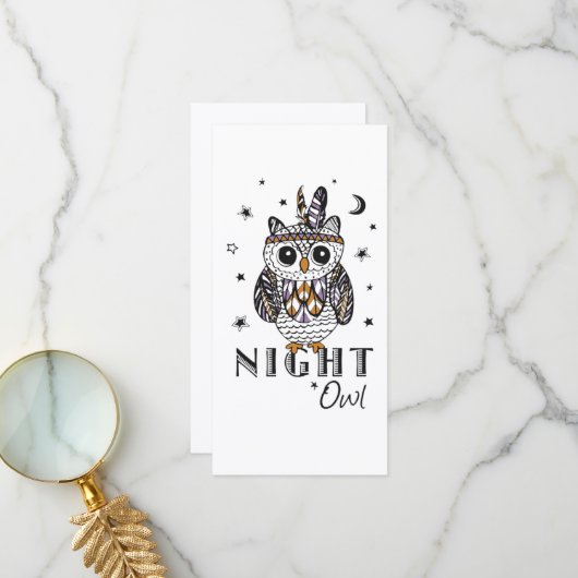 Carte De Remerciements Night Owl (Devant/Arrière en situation)