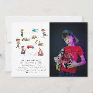 Carte De Remerciements N'importe quel Anniversaire de enfant de voiture R