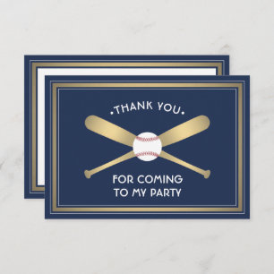 Carte De Remerciements N'Importe Quel Texte Fête de Baseball Marine Bleu