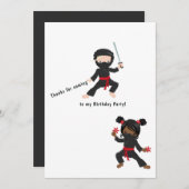 Carte De Remerciements Ninja (Devant / Derrière)