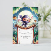 Carte De Remerciements Ninja Espion à l'aquarelle Anniversaire (Debout devant)