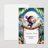 Carte De Remerciements Ninja Espion à l'aquarelle Anniversaire (Devant / Derrière)