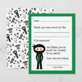 Carte De Remerciements Ninja, merci, avec changement de couleur (Devant / Derrière)