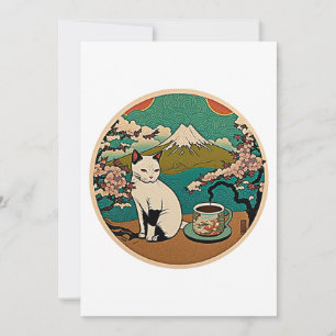 Carte De Remerciements No 01, Happy Hawaiian Lucky Cat Boire Café