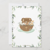 Carte De Remerciements Noah's Ark Greenery Baptism Christening Neutral (Dos)