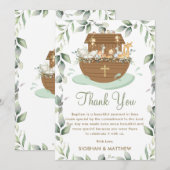 Carte De Remerciements Noah's Ark Greenery Baptism Christening Neutral (Devant / Derrière)