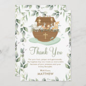Carte De Remerciements Noah's Ark Greenery Baptism Christening Neutral (Devant / Derrière)