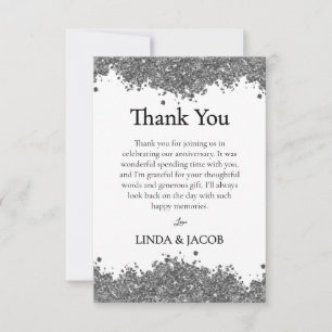 Carte De Remerciements Noces d'argent Faux Paillettes