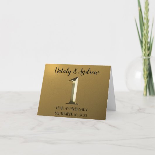 Carte De Remerciements Noces de métal doré premier anniversaire de mariag (Devant)