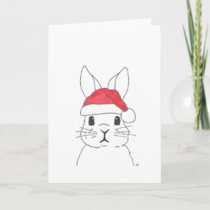 Carte De Remerciements Noël 4 lapin dans un chapeau de Noël