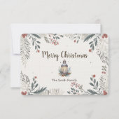 Carte De Remerciements Noël Aquarelle Salutations (Devant)