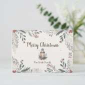 Carte De Remerciements Noël Aquarelle Salutations (Debout devant)