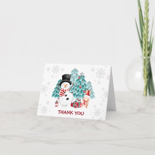 Carte De Remerciements Noël du mignon Snowman fête d'anniversaire (Devant)