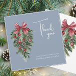 Carte De Remerciements Noël Dusty Blue Winter Mariage<br><div class="desc">Noël Dusty Blue Winter Festive Mariage Carte de remerciements - Élégant Foliage dans les teintes À feuillage persistant rustiques. Découvrez l'enchantement de la saison grâce à notre carte de remerciements de Noël bleu poussiéreux et moderne, orné de couleurs riches et festives de rouge et de vert. Cette élégante carte de...</div>