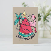 CARTE DE REMERCIEMENTS NOËL EN JUILLET FUNNY WATERMELON TREE (Debout devant)