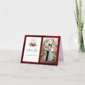 Carte De Remerciements Noël Floral Crest Monogramme Photo Mariage (Devant)