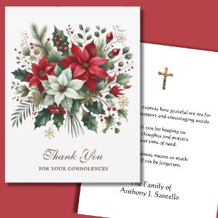 Carte De Remerciements Noël Funérailles Memorial Floral Crucifix