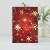 Carte De Remerciements Noël Golden Snowflakes sur Arrière - plan rouge (Debout devant)