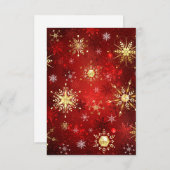 Carte De Remerciements Noël Golden Snowflakes sur Arrière - plan rouge (Devant / Derrière)