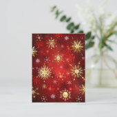 Carte De Remerciements Noël Golden Snowflakes sur Arrière - plan rouge (Debout devant)