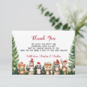 Carte De Remerciements Noël Hiver Bois Animaux (Debout devant)