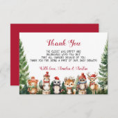 Carte De Remerciements Noël Hiver Bois Animaux (Devant / Derrière)