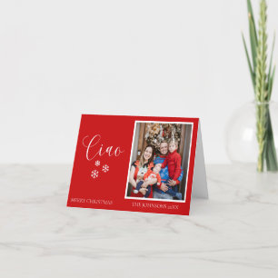 Carte De Remerciements Noël minimal   Modern Family Portrait Rouge