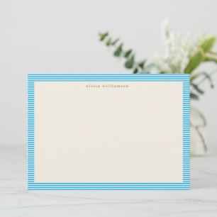 Carte De Remerciements Noël Nom Personnalisé Rayures Bleues Vintage