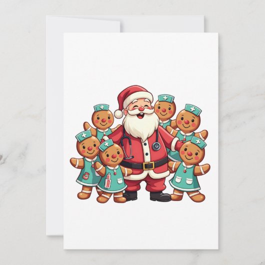 Carte De Remerciements Noël Père Noël Pain d'épices Infirmières (Devant)