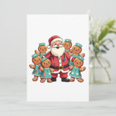 Carte De Remerciements Noël Père Noël Pain d'épices Infirmières (Debout devant)