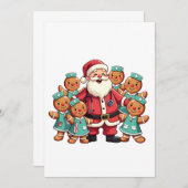 Carte De Remerciements Noël Père Noël Pain d'épices Infirmières (Devant / Derrière)