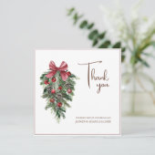 Carte De Remerciements Noël Rouge et vert Mariage de fête d'hiver (Debout devant)