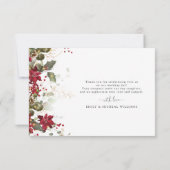 Carte De Remerciements Noël Rouge Poinsettia Mariage plat (Dos)