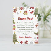 Carte De Remerciements Noël Snowan fête d'anniversaire (Debout devant)