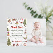 Carte De Remerciements Noël Snowan fête d'anniversaire Photo (Debout devant)