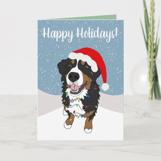Carte De Remerciements Noël Vacances Bernese Mountain Dog (Devant)