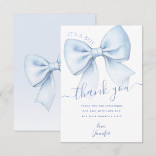 Carte De Remerciements Nœud Bleu C'est un Garçon Coquette Baby Shower