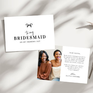 Carte De Remerciements Nœud Coquette Pour Ma Demoiselle D'Honneur Photo D