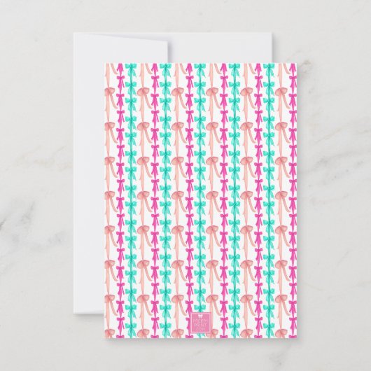 Carte De Remerciements Noeud de Noël en aquarelle Coquette personnalisabl (Dos)