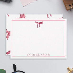 Carte De Remerciements Nœud papillon rose aquarelle personnalisé coquette