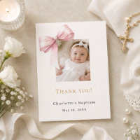 Nœud rose baptême photo crème fille