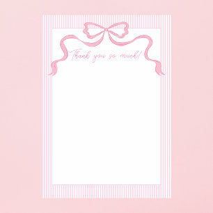Carte De Remerciements Nœud rose, ruban rose et blanc