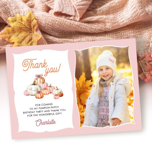 Carte De Remerciements Nœuds de patch de citrouille de fille Anniversaire