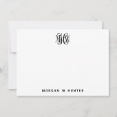 Carte De Remerciements Noir 3 Initiale Vigne Script Monogramme DIY BG (Devant)
