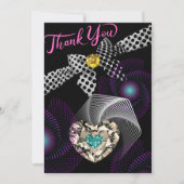 Carte De Remerciements Noir Abstrait Unique Diamant Anniversaire (Devant)