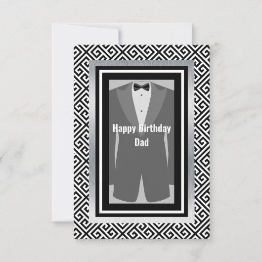 Carte De Remerciements Noir, argent tuxedo anniversaire papa tuxedo (Devant)