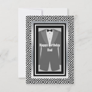 Carte De Remerciements Noir, argent tuxedo anniversaire papa tuxedo